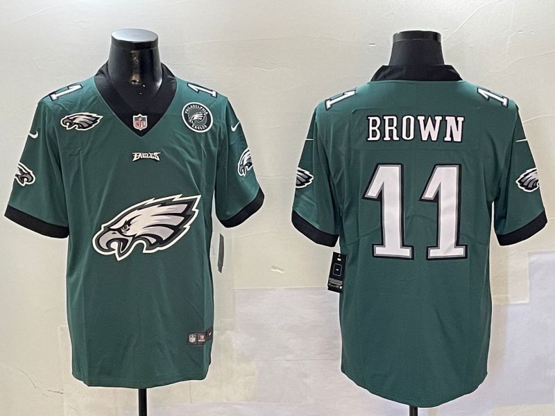 Men Philadelphia Eagles #11 Brown Green 2024 Nike Limited NFL Jersey style 01083->detroit lions->NFL Jersey